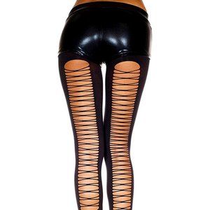 🎵 Music Leg Corset Back Spandex Black Tights